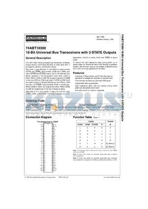 74ABT16500CSSCX datasheet - 18-Bit Registered Bus Transceiver with 3-STATE Outputs