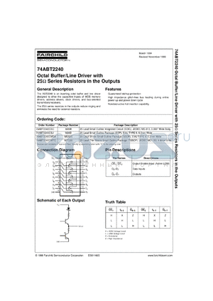 74ABT2240CSCX datasheet - Octal Buffer/Line Driver with 25 Ohm Series Resistors in the Outputs