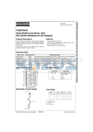 74ABT2244CMTCX datasheet - Octal Buffer/Line Driver with 25-Ohm Series Resistors in the Outputs