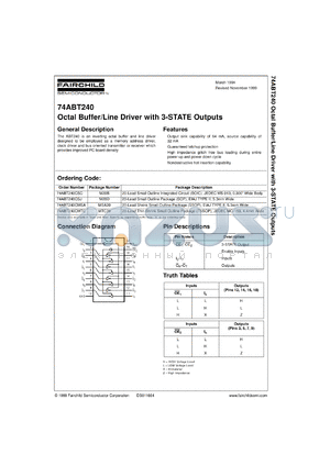 74ABT240CSCX datasheet - Octal Buffer/Line Driver with 3-STATE Outputs