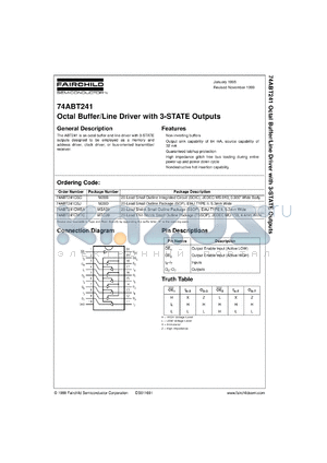 74ABT241CSJX datasheet - Octal Buffer/Line Driver with 3-STATE Outputs