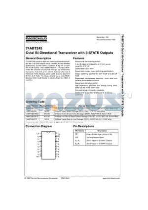 74ABT245CMSAX datasheet - Octal Bi-Directional Transceiver with 3-STATE Outputs