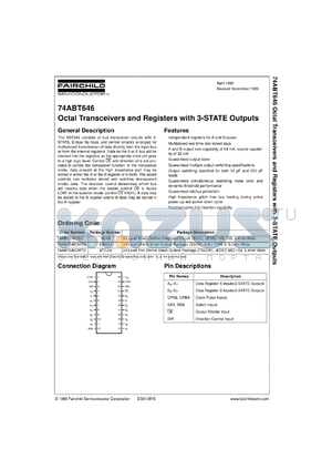 74ABT646CSCX datasheet - Octal Transceivers and Registers with 3-STATE Outputs [Advanced]