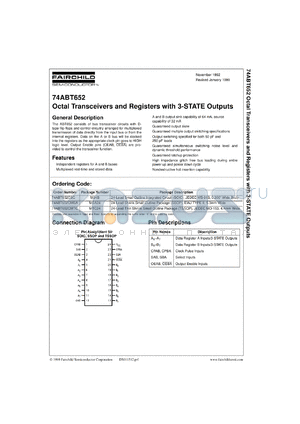 74ABT652CSCX datasheet - Octal Transceivers and Registers with 3-STATE Outputs [Advanced]