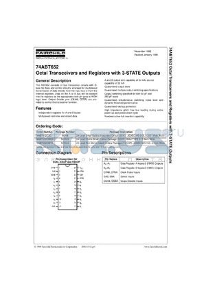 74ABT652CMTCX datasheet - Octal Transceivers and Registers with 3-STATE Outputs [Advanced]