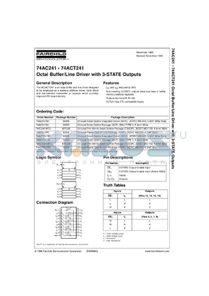 74AC241CW datasheet - Octal Buffer/Line Driver with 3-STATE Outputs