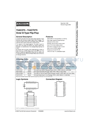 74AC273MTCX datasheet - Octal D-Type Flip-Flop