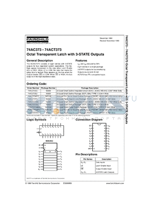 74AC373SJX datasheet - Octal Transparent Latch with 3-STATE Outputs