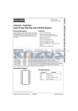 74AC374SCX datasheet - Octal D Flip-Flop with 3-STATE Outputs