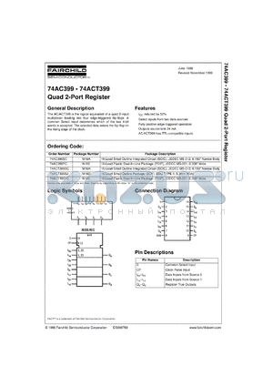 74AC399SCX datasheet - Quad 2-Port Register