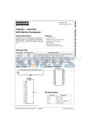 74AC521SCX datasheet - 8-Bit Identity Comparator