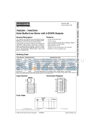 74AC541CW datasheet - Octal Buffer/Line Driver with 3-STATE Outputs
