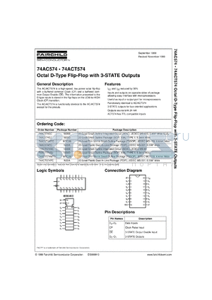 74AC574CW datasheet - Octal D-Type Flip-Flop with 3-STATE Outputs