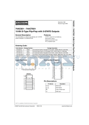 74AC821SCX datasheet - 10-Bit D-Type Flip-Flop with 3-STATE Outputs