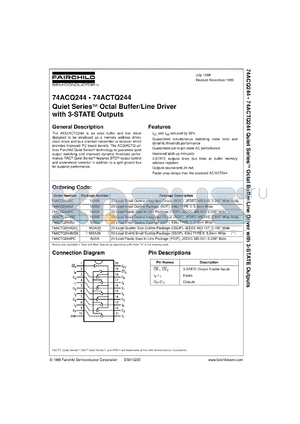 74ACQ244SCX datasheet - Quiet Series Octal Buffer/Line Driver with 3-STATE Outputs