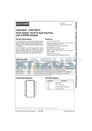 74ACQ374CW datasheet - Quiet Series Octal D Flip-Flop with 3-STATE Outputs