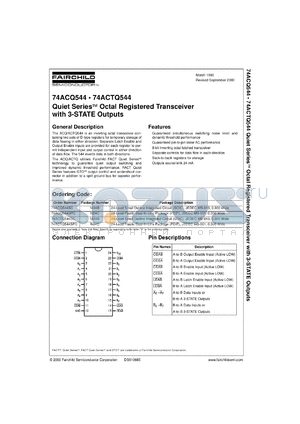 74ACQ544SCX datasheet - Quiet Series Octal Registered Transceiver with 3-STATE Outputs