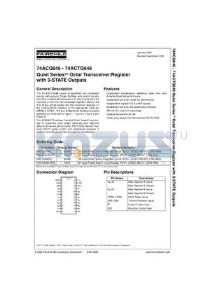 74ACQ646CW datasheet - Quiet Series Octal Transceiver/Register with 3-STATE Outputs