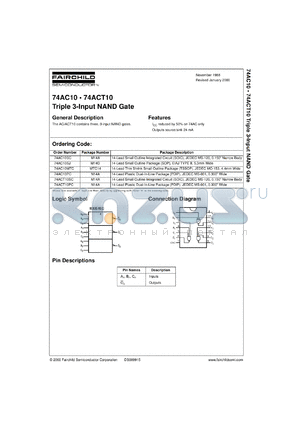 74ACT10SCX datasheet - Triple 3-Input NAND Gate