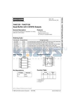 74ACT125SJX datasheet - Quad Buffer with 3-STATE Outputs