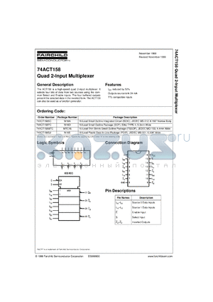 74ACT158SJX datasheet - Quad 2-Input Multiplexer