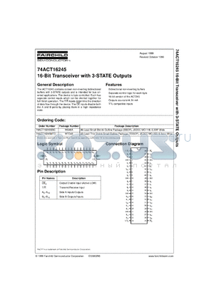 74ACT16245SSCX datasheet - 16-Bit Transceiver with 3-STATE Outputs