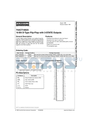 74ACT18823MTDX datasheet - 18-Bit D-Type Flip-Flop with 3-STATE Outputs