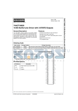 74ACT18825SSCX datasheet - 18-Bit Buffer/Line Driver with 3-STATE Outputs