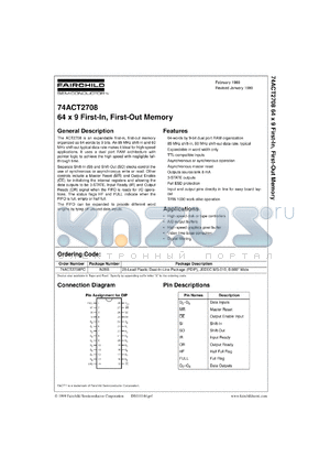 74ACT2708CW datasheet - 64 x 9 First-In First-Out Memory