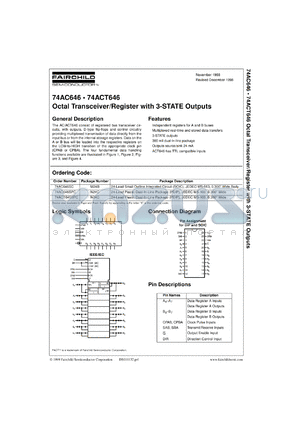 74ACT646CW datasheet - Octal Bus Transceiver/Register with 3-STATE Outputs