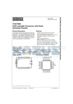 74ACT899SC datasheet - 9-Bit Latchable Transceiver with Parity Generator/Checker