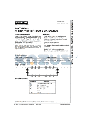 74ACTQ18823CW datasheet - 18-Bit D Flip-Flop with 3-STATE Outputs