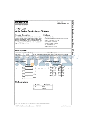 74ACTQ32SCX datasheet - Quiet Series Quad 2-Input OR Gate