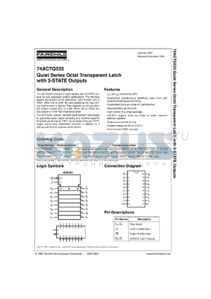 74ACTQ533CW datasheet - Quiet Series Octal Transparent Latch with 3-STATE Outputs