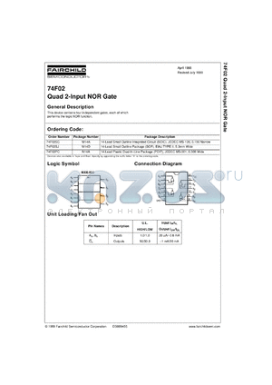 74F02SJX datasheet - Quad 2-Input NOR Gate