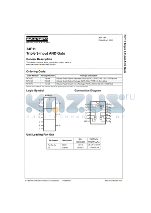 74F11SCX datasheet - Triple 3-Input AND Gate