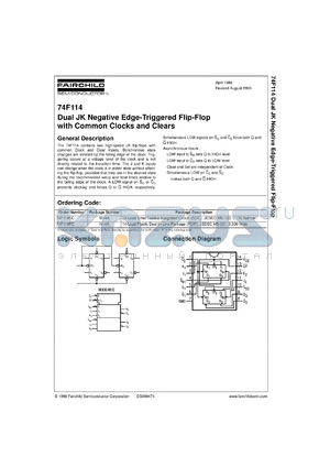 74F114SCX datasheet - Dual JK Negative Edge-Triggered Flip-Flop w/Common Clocks and Clears