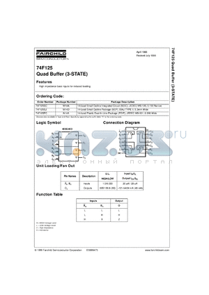 74F125SCX datasheet - Quad Buffer (3-STATE)