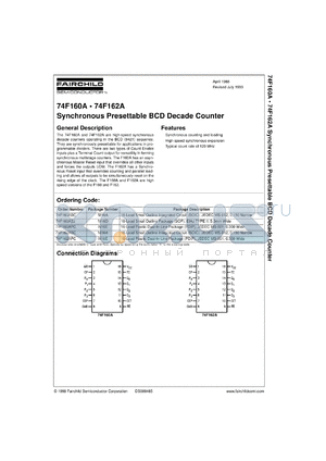 74F160ASJX datasheet - Synchronous Presettable BCD Decade Counter (Asynchronous Reset)