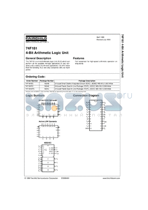 74F181SCX datasheet - 4-Bit Arithmetic Logic Unit