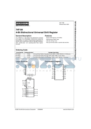 74F194CW datasheet - 4-Bit Bidirectional Universal Shift Register