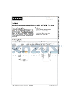 74F219CW datasheet - 64-Bit Random Access Memory with 3-STATE Outputs