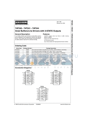 74F240SCX datasheet - Octal Buffer/Line Driver with 3-STATE Outputs (Inverting)