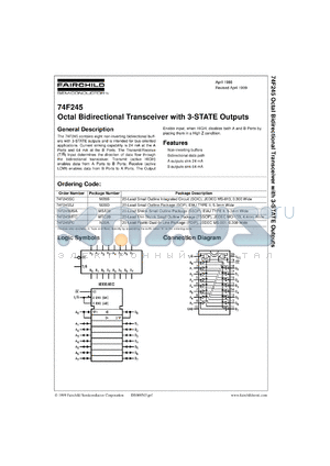 74F245MTCX datasheet - Octal Bidirectional Transceiver with 3-STATE Inputs/Outputs