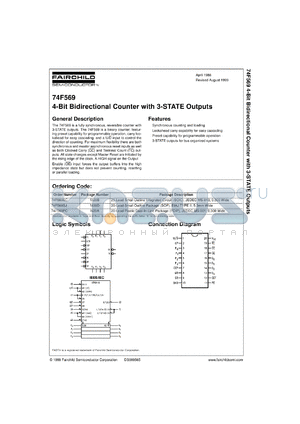 74F569SCX datasheet - 4-Bit Bidirectional Decade Counter with 3-STATE Outputs