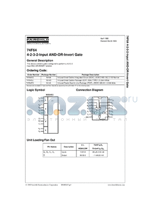 74F64SCX datasheet - 4-2-3-2-Input AND/OR Invert Gate