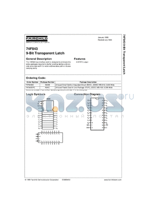 74F843SCX datasheet - 9-Bit Transparent Latch