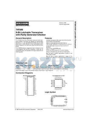 74F899PC datasheet - 9-Bit Latchable Transceiver with Parity Generator/Checker