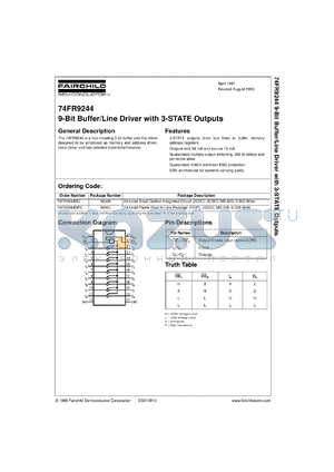 74FR9244SCX datasheet - 9-Bit Buffer/Line Driver with 3-STATE Outputs