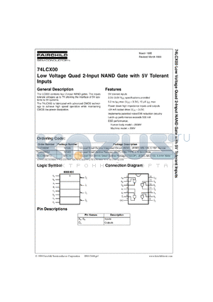 74LCX00SJX datasheet - Low Voltage Quad 2-Input NAND Gate with 5V Tolerant Inputs